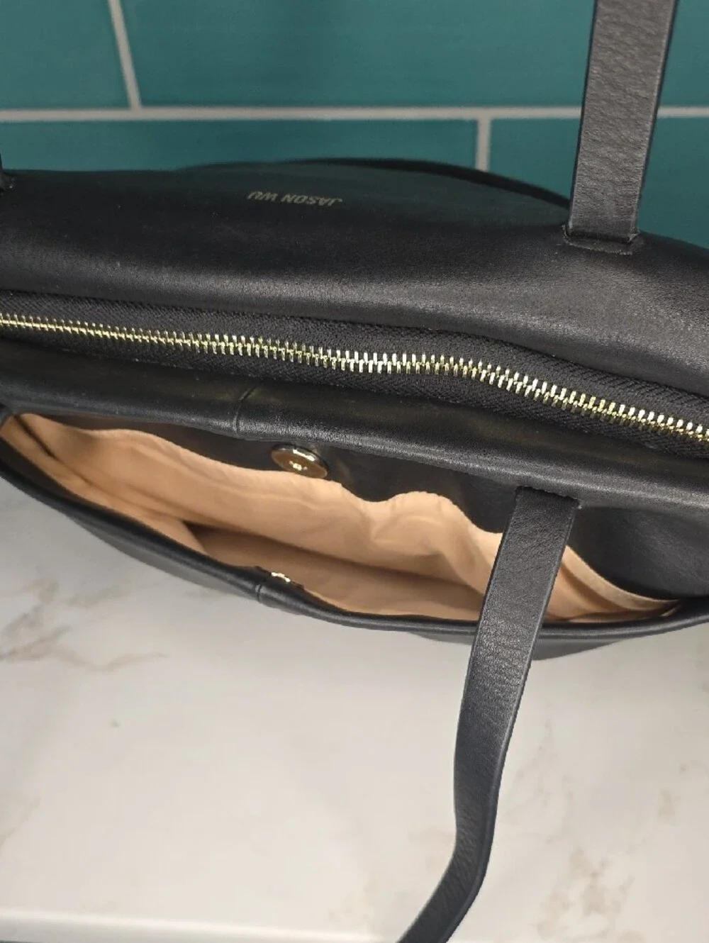 Jason Wu Lyla Ruched Black Leather Tote